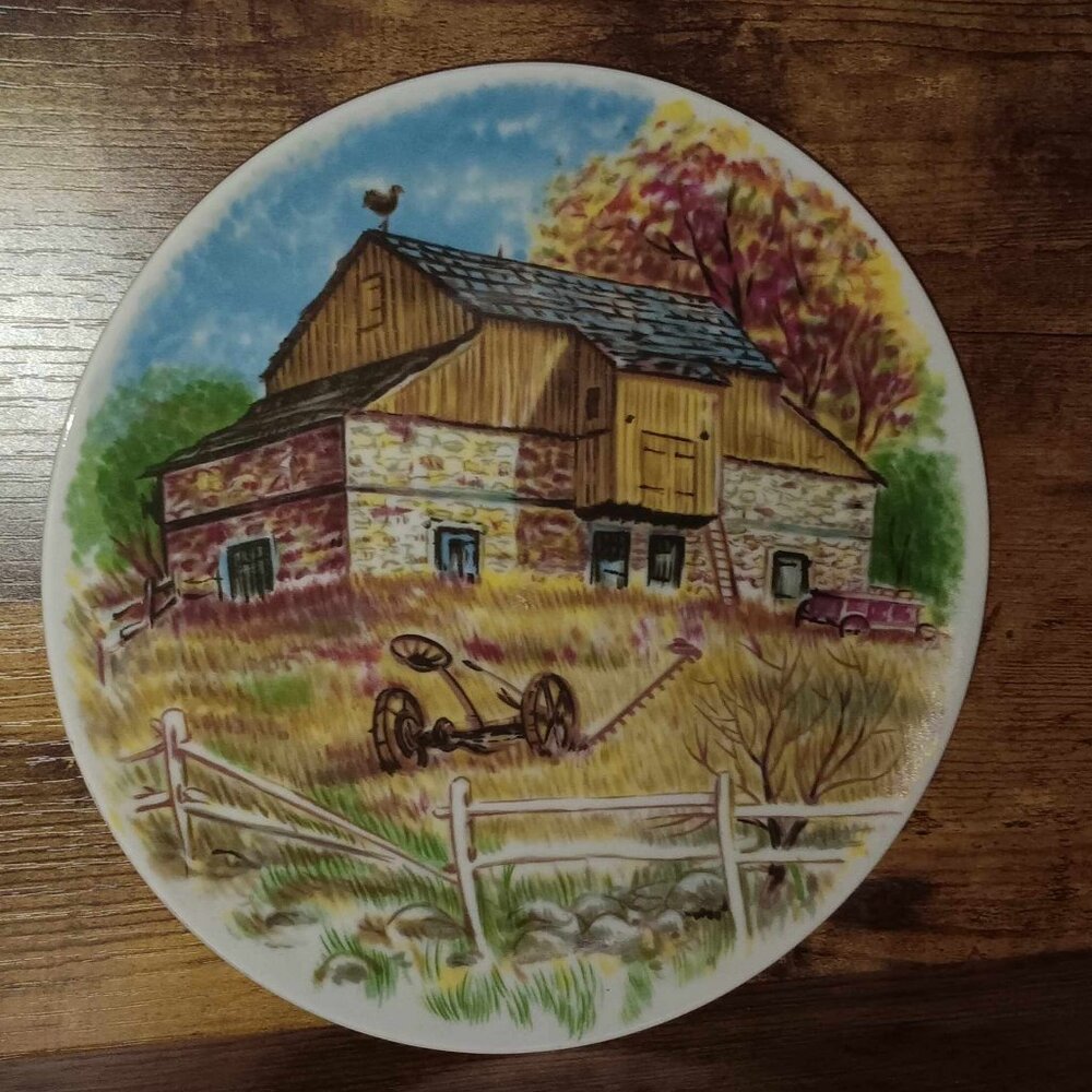 Barn with Farm Scene Decorative Plate